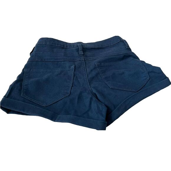 NO BO MID-RISE SHORTS JUNIORS, 1, NAVY BLUE, BACK POCKETS, BUTTONS & ZIP CLOSURE - Picture 3 of 10